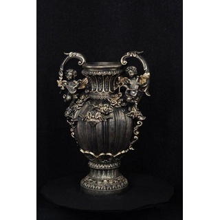 JVmoebel Skulptur Design Blumen Topf XXL Vase Vasen Handarbeit Deko Kelch Pokal 70cm schwarz
