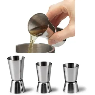 Cocktail Jigger Set, 3 Stück Doppel-Messbecher aus Edelstahl, 15/30ml, 20/40ml, 25/50ml, Bar Zubehör