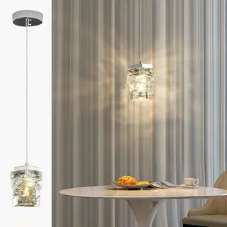 Sxtiger Moderne Gold Kristall Pendelleuchte, 3-Farben LED Kristall Pendellampe, Höhenverstellbar Hängelampe, für Schlafzimmer Kücheninsel Esszimmer Flur (Silber A)