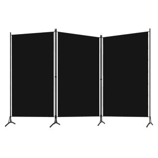 vidaXL Stellwand Raumteiler, 3-teilig, Trennwand, Stoffbespannung, 180 x 260 cm, schwarz