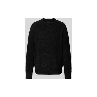 Strickpullover mit Rundhalsausschnitt, Black, L