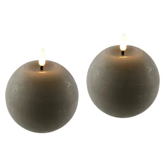 I.GE.A. LED-Kerze LED Echtwachskerze 2er Set, Mit Timer Flackernd Stumpenkerze Adventskerzen Adventskranz grün