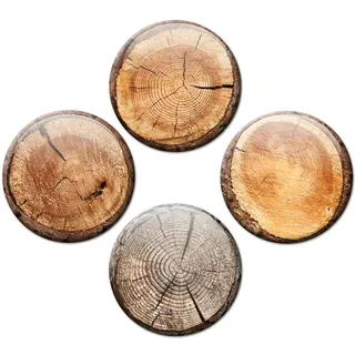 Kühlschrankmagnete Baumstamm Scheiben 4er Geschenk Set Vintage Magnete Holz Optik für Magnettafel stark groß Ø 50 mm