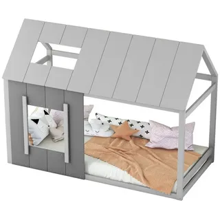 Flieks Hausbett mit Rausfallschutz 90 x 200 cm grau