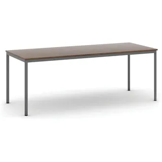 Esstisch BASIC, 200x80 cm, dunkelgraues Metallgestell, Nussbaum