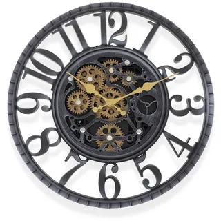 IvoQ Industrielle Wanduhr mit beweglichen Zahnrädern – Cooler Vintage Look – Retro – Perfekt für Wohnzimmer, Büro und Schlafzimmer – Einzigartiger Eye