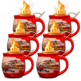 Feuerzangentasse 6er im Karton, Rot/Winter - für Feuerzangenbowle