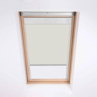 Dachfensterrollo für Fakro Dachfenster – Verdunkelungsrollo – Silberfarbener Aluminiumrahmen (66/118 (Code 04)) – cremefarben