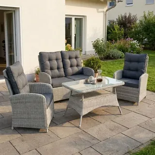 bellavista - Home&Garden® Monte Carlo Polyrattan Lounge-Set 4-teilig grau für 4 Personen - Grau