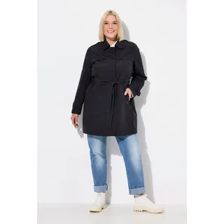 Ulla Popken Wintermantel Trenchcoat A-Linie Hemdkragen Bindegürtel schwarz 42/44