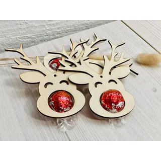 Weihnachtskugel Holz Elch für SchokoKugel Geschenkidee weihnachtsgrüße zu Nikolaus
