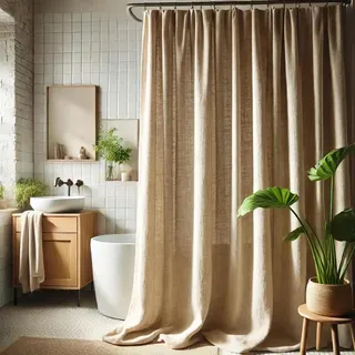 UUDIHO Extra breiter Duschvorhang aus Leinen, neutrale Moderne Badezimmervorhänge, natürliche Farben, Badevorhänge, Dekor, 300 x 200 cm (B x H), Duschvorhang