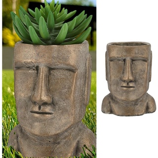 CEPEWA Blumentopf Pflanztopf Moai Kopf gold H21cm Terracotta Büste S 21 cm