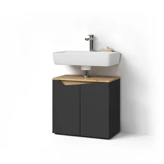 livinity® Waschbeckenunterschrank Timavo 60 x 57,5 x 35 cm Anthrazit