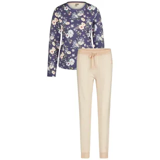 By Louise Schlafanzug Snug Winter (Set, 2 tlg., 2-teilig) Damen Pyjama lang Baumwolle lila XL