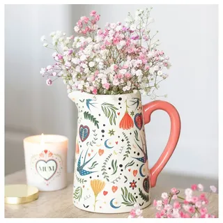 Something Different Dekovase Vintage Keramik Blumenkrug mit Blumenmuster 1200 ml