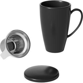 Intirilife, Tasse, Kaffeetasse Teetasse mit Deckel (350 ml)