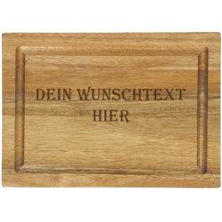 personalisiertes Schneidebrett "Acacia" mit Gravur und Saftrille Holzbrett aus Akazienholz mit mit Sojabohnen-Öl behandelt mit Name (personalisiert)
