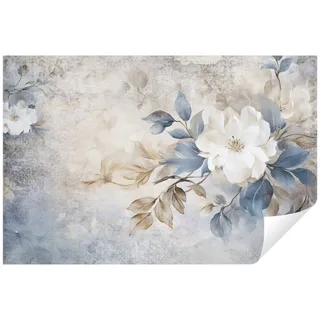 Wallarena Fototapete Blumen Vintage Beton Vlies Tapete Wohnzimmer Schlafzimmer Wandtapete, Glatt Vlies Struktur Vinyl, Kunst, Tapete inklusive Kleister Vliestapete Motivtapete 4 m x 2.8 m