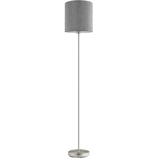 EGLO Stehlampe Pasteri, Stehleuchte mit Stoff-Schirm, Standleuchte aus Metall in schwarz und Textil in grau, Lampe Wohnzimmer mit Schalter, Wohnzimmerlampe mit E27 Fassung