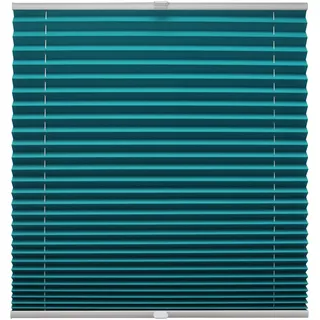 Plissee auf Maß für alle Fenster Montage Glasleiste Blickdicht mit Spannschuh Sonnenschutzrollo Petrol Breite: 71-80 cm, Höhe: 40-100 cm