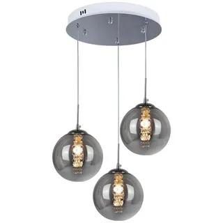 ZMH Led-Hängeleuchte, Grau, Glas, Rund, 30x150x30 cm, Lampen & Leuchten, LED Beleuchtung, LED-Hängeleuchten