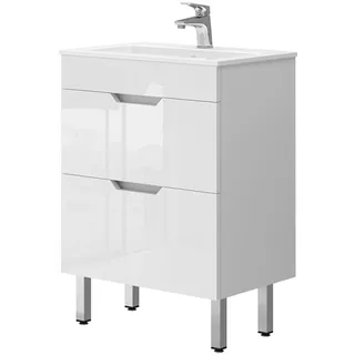 Vicco Badmöbel-Set Clayton Weiß Hochglanz 2 Teile Unterschrank 60 cm