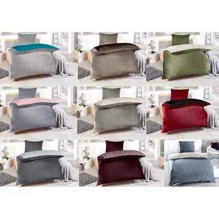 MB Warenhandel24 Bettwäsche 135x200 + 80x80 cm Winter Microfaser Flausch Fleece Thermofleece warm Cashmere Touch Teddy Coral Fleece 2 TLG teilig (Silber/Petrol/Silber, ca. 135x200 + 80x80 cm)
