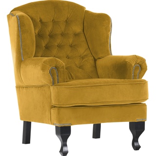 Ohrensessel GUTMANN FACTORY "New Barock" Sessel Gr. B/H/T: 87 cm x 107 cm x 96 cm, gelb Ohrensessel