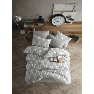 L'Essentiel Linge de Maison, King-Size-Bettbezug-Set (FR), Olivia - Grey, 65 % BAUMWOLLE / 35 % POLYESTER, Grau, 240 x 220 cm - Grau/Weiß