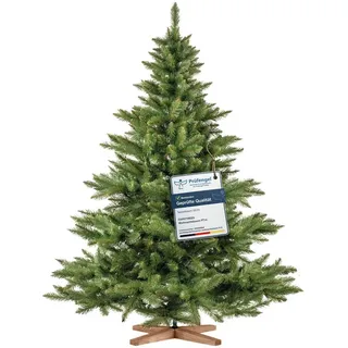 Fairytrees Künstlicher Weihnachtsbaum FT14, Nordmanntanne, grüner Stamm, mit Echtholz Baumständer grün 180 cm