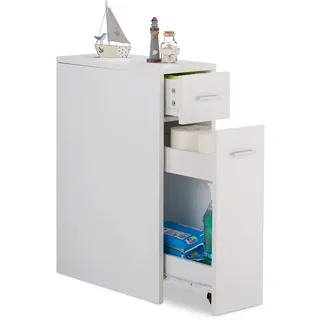 Relaxdays Nischenschrank 2 Schubladen 20 x 130 x 45 cm Weiß/Silber