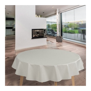 laro Tischdecke Wachstuch-Tischdecken Hochglanz Weiß Rund 140cm