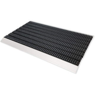 ASTRA Fußmatte außen Super Brush - Türmatte aus Aluminium - Alu Schmutzfangmatte innen - extrem strapazierfähig - rutschfest - nachhaltig - 40x60cm, grau