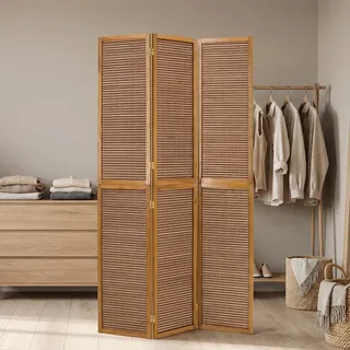 Homestyle4u Paravent Braun, Holz, 120x200x2 cm, Wohnzimmer, Raumteiler & Paravents, Paravents