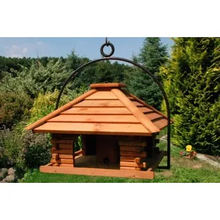 XXL Vogelhaus Nr20 Dach mit Holzlamellen und Bügel zum aufhängen von Vogelhaus, Nistkasten, Vogelhäuschen, Futterhaus, Vogelvilla und Vogelhäusern, feuerverzinkt und pulverbeschichtet, rostfrei, hängend