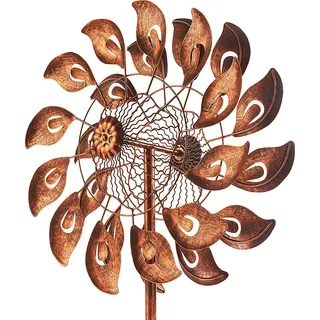 Kobolo Windrad Gartenstecker Dekostecker Windspiel XXL CALLA bronze aus Metall groß - Beetstecker Gartendeko Gartendekoration Zaundekoration Deko ...