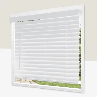 CHICOLOGY Jalousien aus Kunstholz, Holzjalousien, Fenstervorhänge, Jalousien und Schattierungen, Fensterblenden für Zuhause, Holzjalousien, 68,6 cm B x 152,4 cm H, Basic Weiß