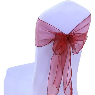 25 Stück Organza-bänder, Schleifen Für Stuhlhussen, Schleifen, Hochzeit, Zeremonie, Dekoration, Party, Event, Geburtstag, 17 X 275 Cm, 22 Farben (ohne Stuhlhussen) – Burgunderrot
