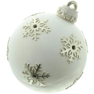 Dekoleidenschaft LED-Dekofigur "Weihnachtskugel" 28 cm groß, Outdoor Leuchtdeko, Weihnachtsdeko außen, Gartendeko für Draußen, Balkon & Terrasse weiß