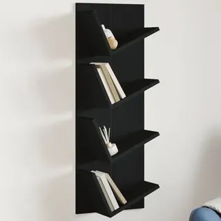 vidaXL Wand-Bücherregal mit 4 Fächern Schwarz 33x16x90 cm