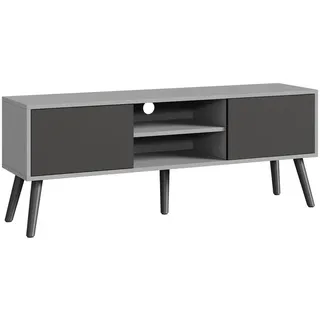 [en.casa] Eskilstuna Lowboard 120 x 29,5 x 46,5 cm Hellgrau/Schwarz Holzwerkstoff