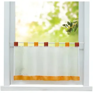 ESLIR Scheibengardine mit Schlaufen Vorhänge Küche Modern Bistrogardinen Transparent Stores Gardinen Kurzgardine Voile Orange BxH 90x30 cm 1 Stück