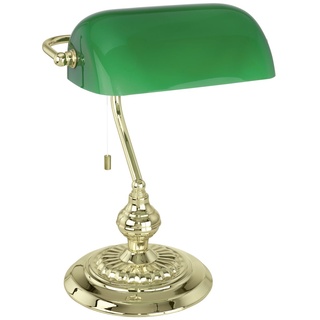 EGLO BANKER Schreibtischleuchte Banker Lampe E27 messing, grün
