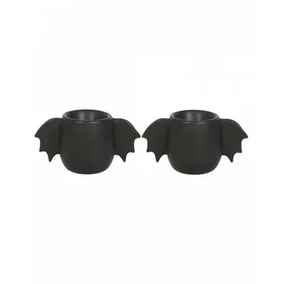 Horror-Shop Dekofigur Schwarze Gothic Eierbecher mit Fledermaus Flügeln schwarz