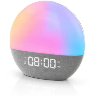 Focenat Tageslichtwecker,Sonnenaufgang Wecker,Lichtwecker,Sunrise Alarm Clock,Lichtwecker Sonnenaufgang,10 Farblicht,20 Helligkeitsstufen,Doppelt Alarm und Snooze,Für Schlafzimmer,Erwachsene,Kinder