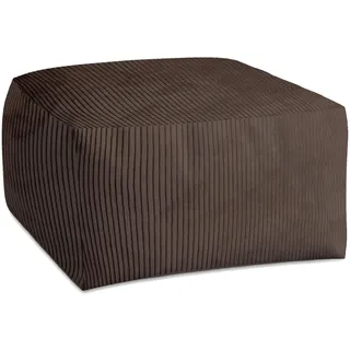 DreamRoots Pouf Hocker Fußhocker Cord, Cube 70x70x40cm, Roasted Cocoa