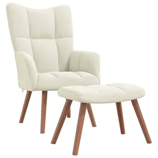vidaXL Relaxsessel mit Hocker Samt 64 x 66 x 66 cm Cremeweiß