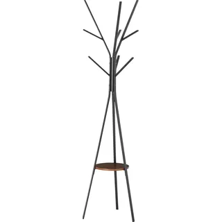 Garderobenständer Metall Kleiderständer Modern Mit 9 Haken Und Ablage Standgarderobe Baum-design Braun 45x45x180 Cm