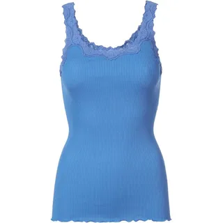 rosemunde Spitzentop Babette Silk Top mit Seide umgedrehter Vintage-Spitzenbesatz, feminin, bequem, Seidenmix blau M (38)